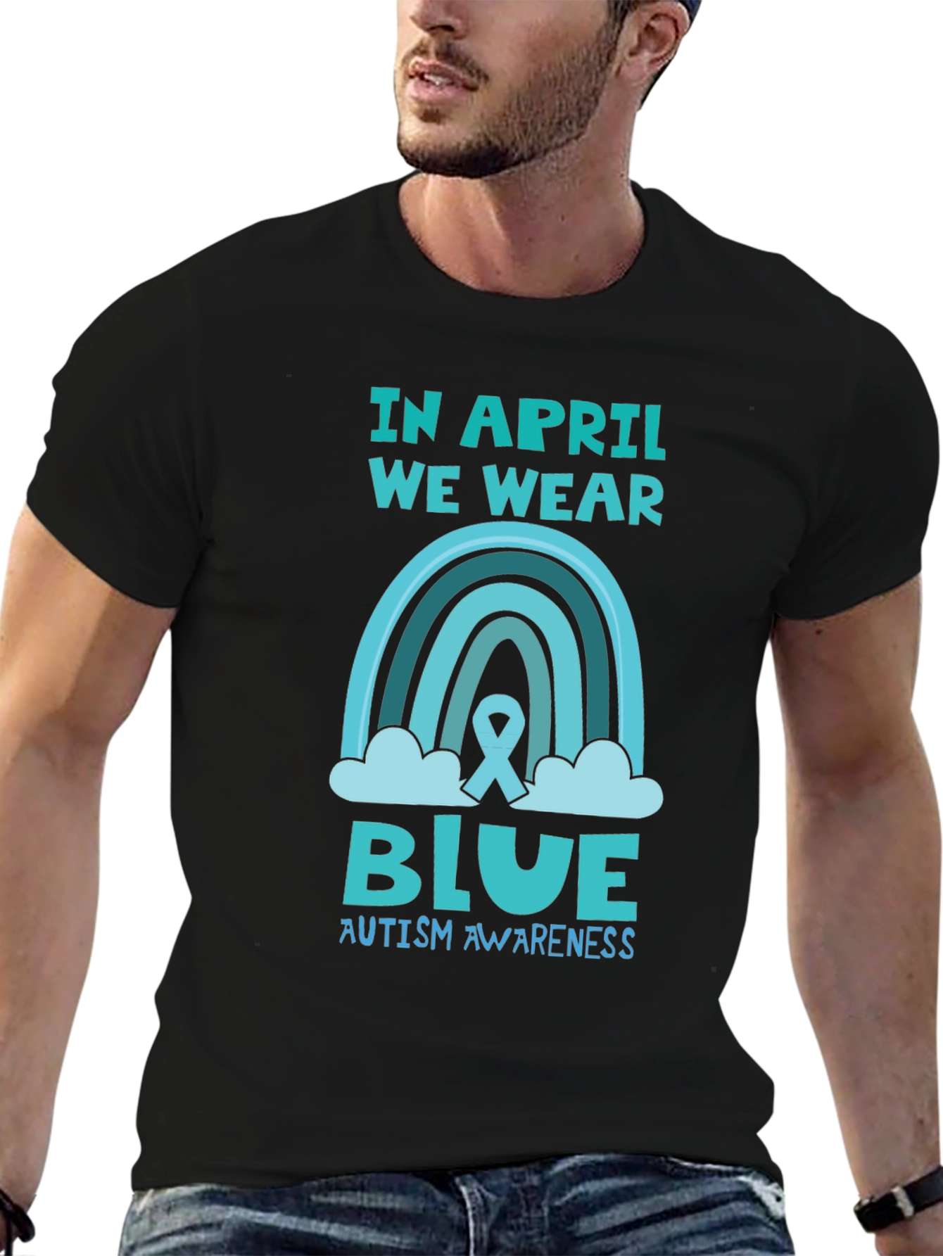 Autism Awareness Blue Rainbow T-Shirt