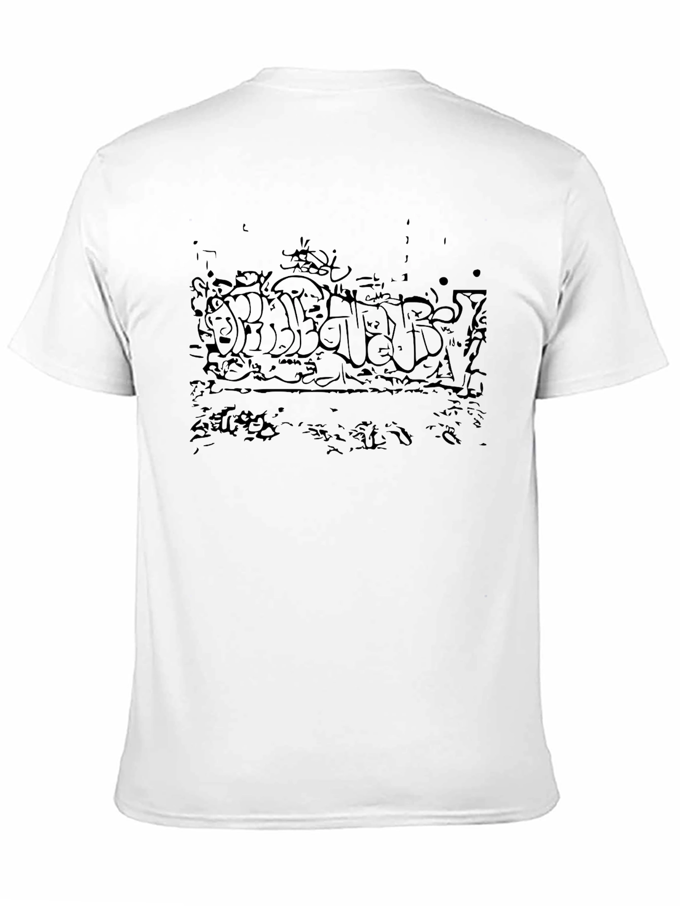 Urban Graffiti Graphic Tee - Black Cotton Crew Neck