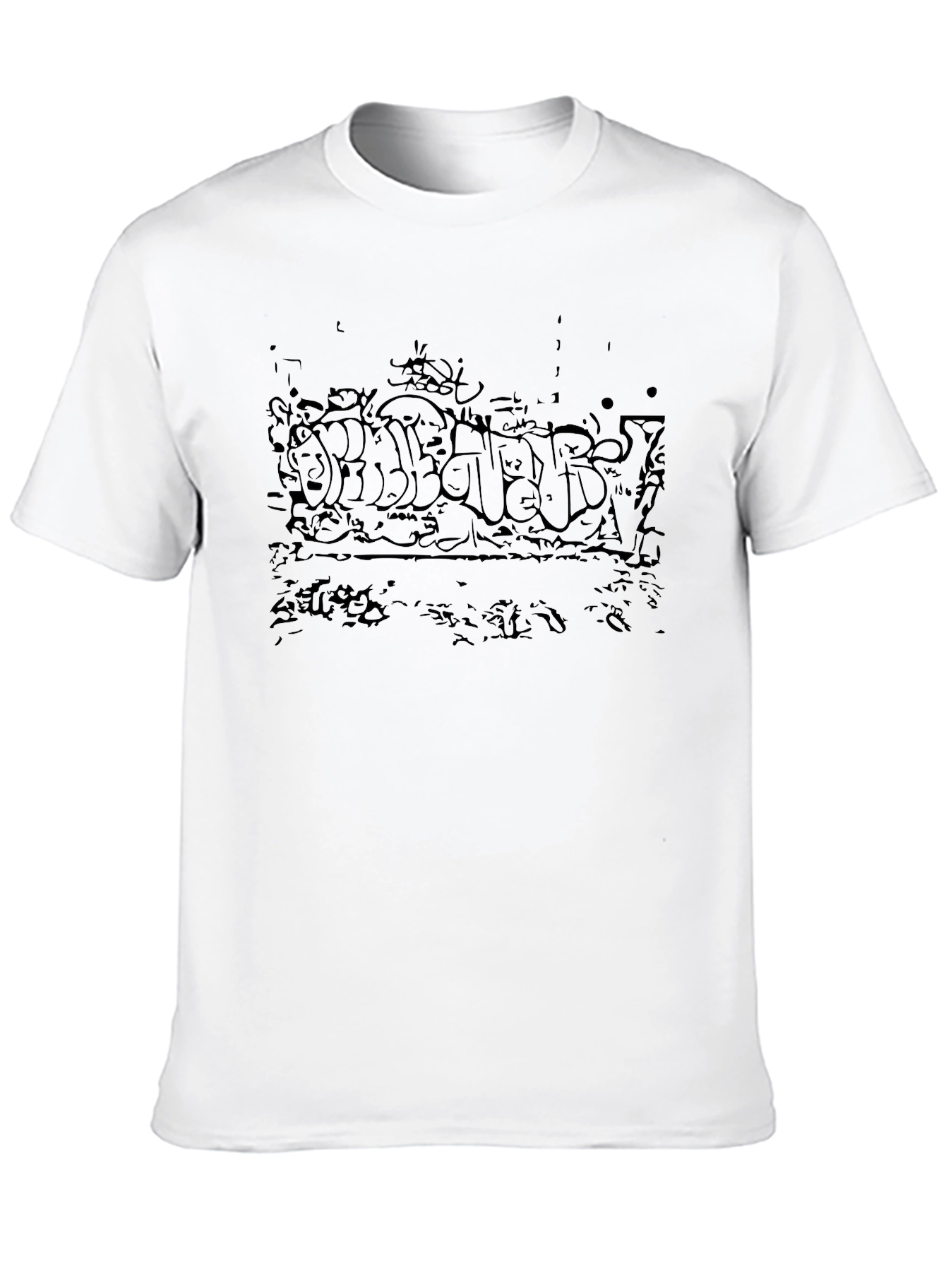 Urban Graffiti Graphic Tee - Black Cotton Crew Neck