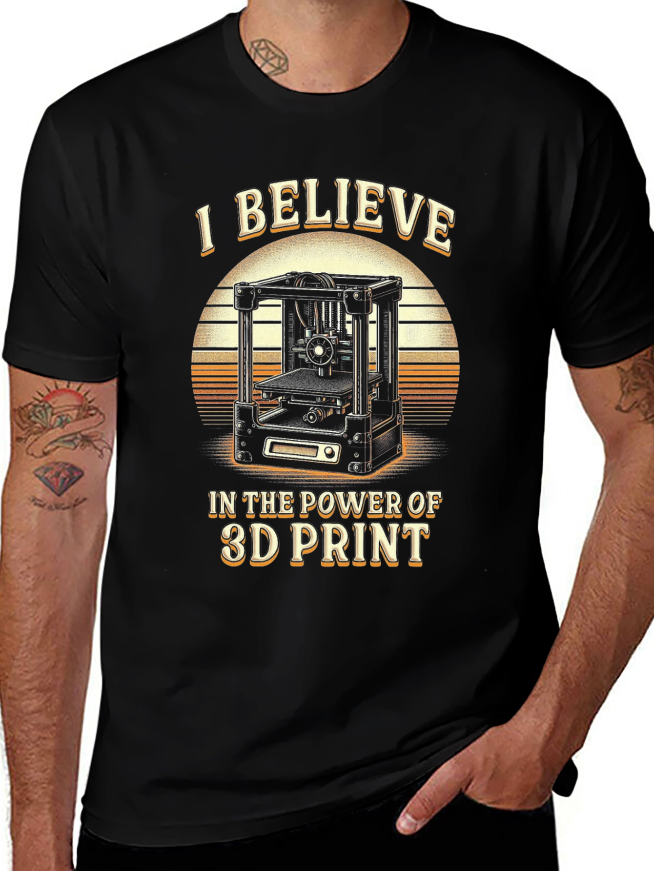 3D Print Believer T-Shirt - Black