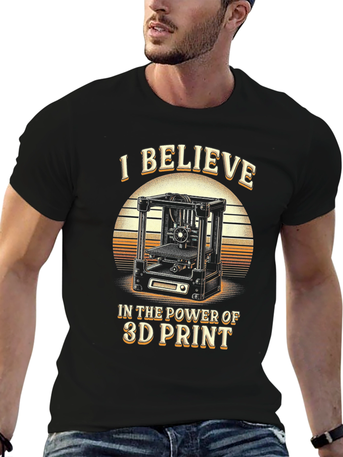 3D Print Believer T-Shirt - Black