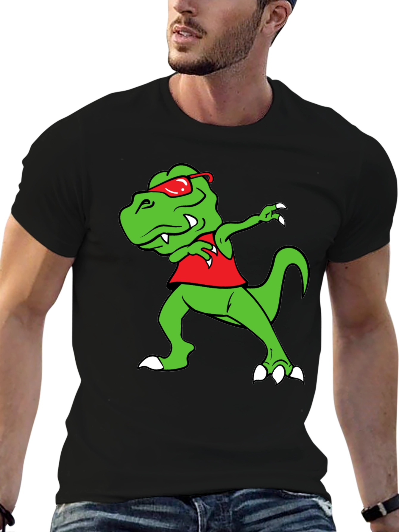 Dabbing Dino Graphic Tee - Trendy & Fun
