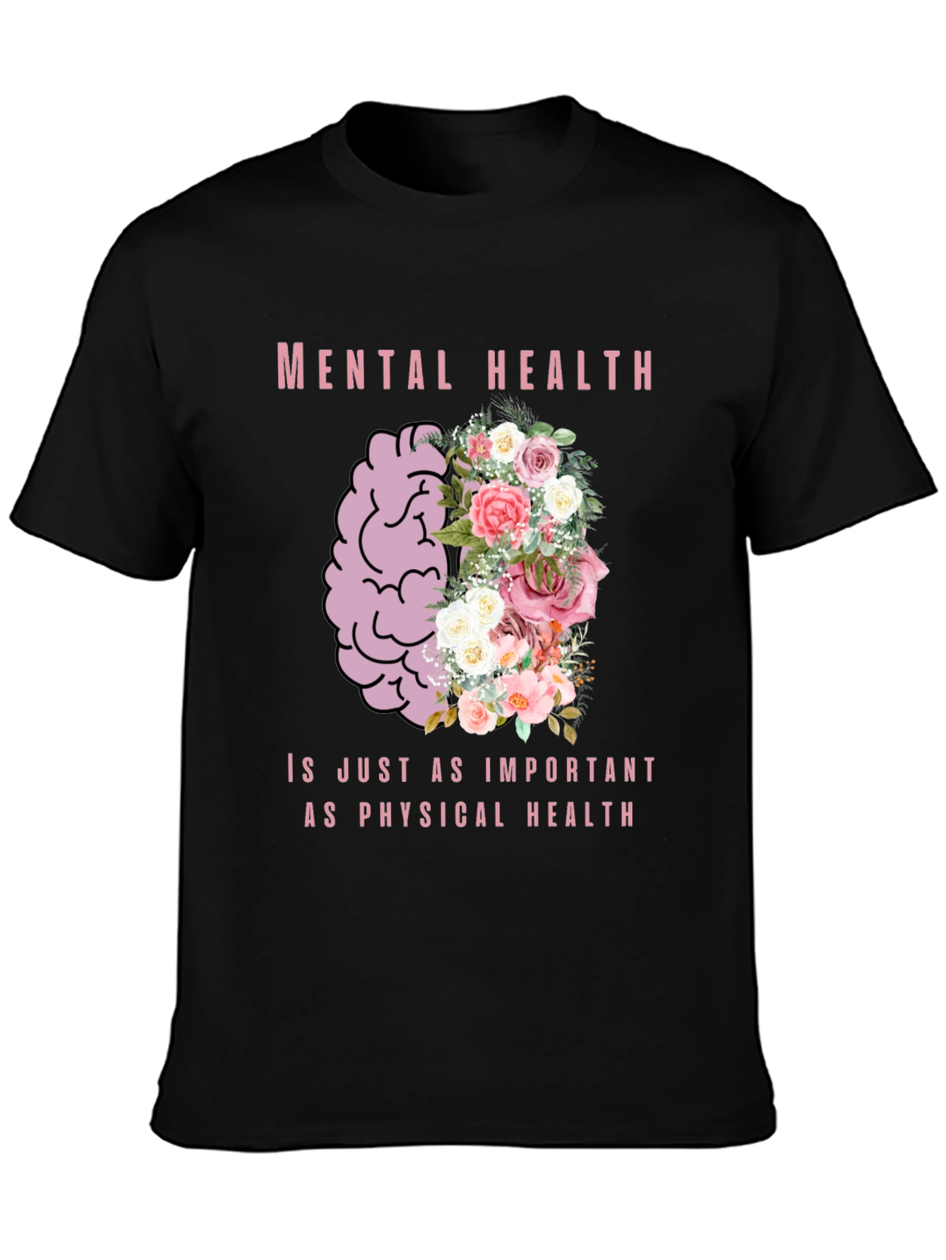 Mental Health Awareness T-Shirt - Floral Brain Design