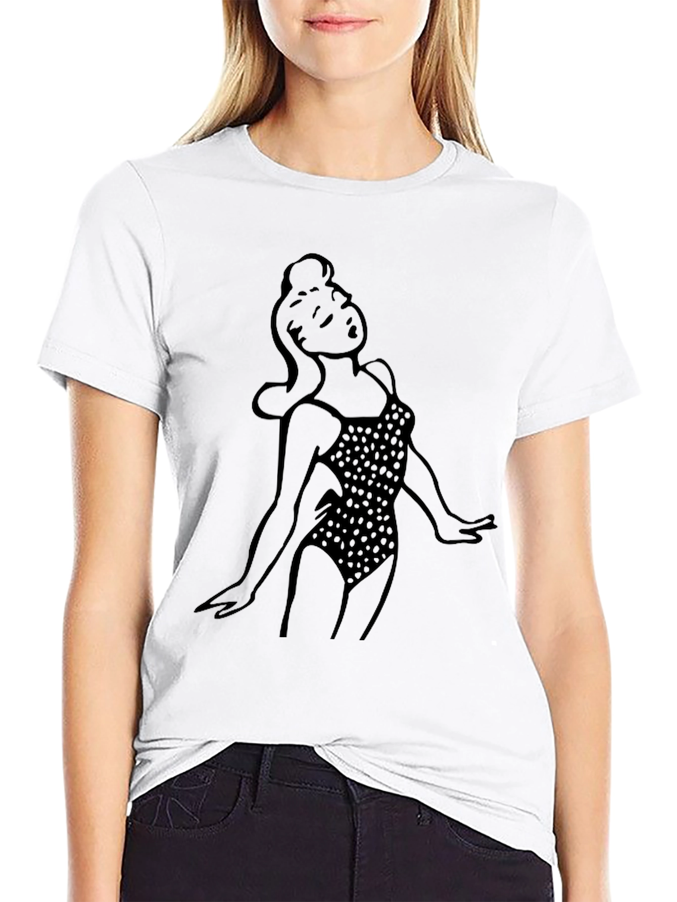 Retro Pin-Up Girl Black T-Shirt