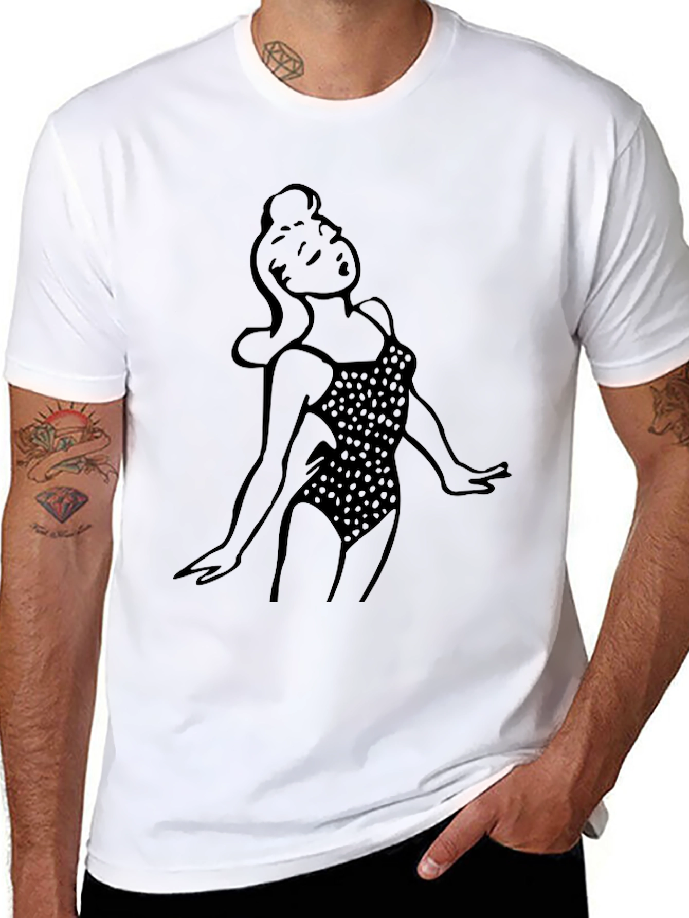 Retro Pin-Up Girl Black T-Shirt