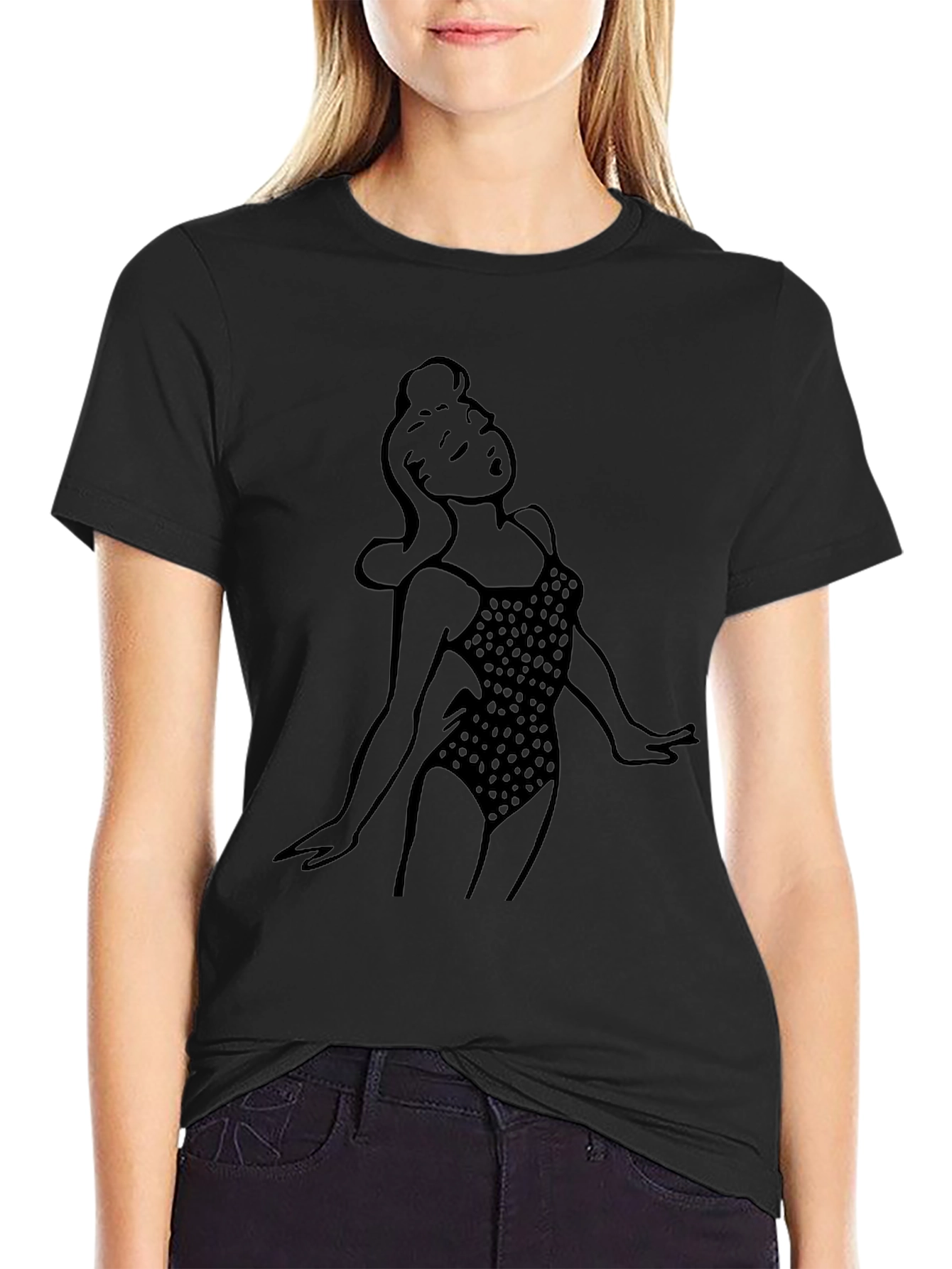 Retro Pin-Up Girl Black T-Shirt