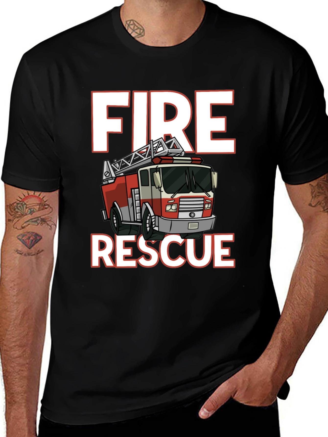 Fire Rescue T-Shirt - Black Cotton Tee
