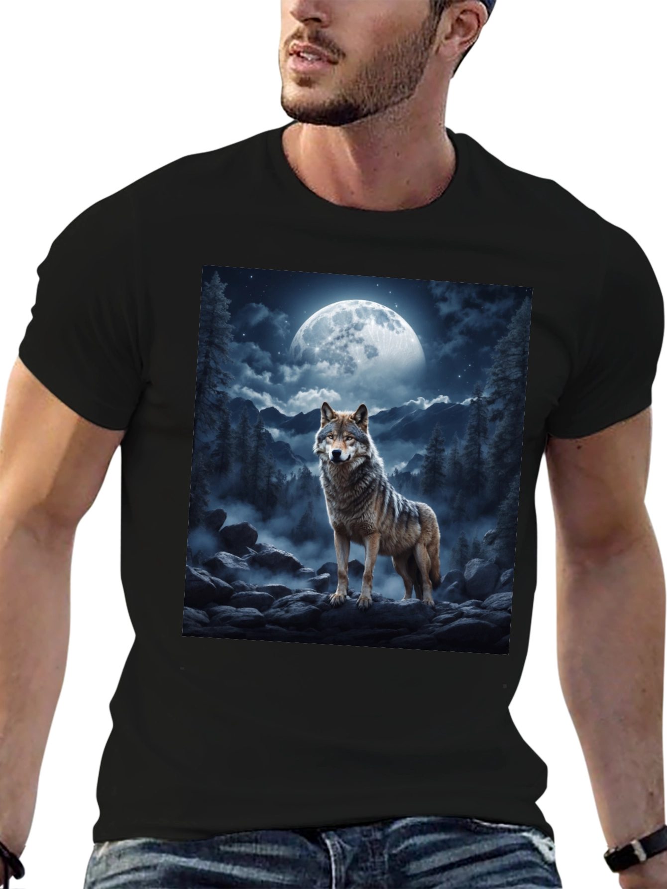 Wolf Moon Graphic Tee - Black Unisex T-Shirt