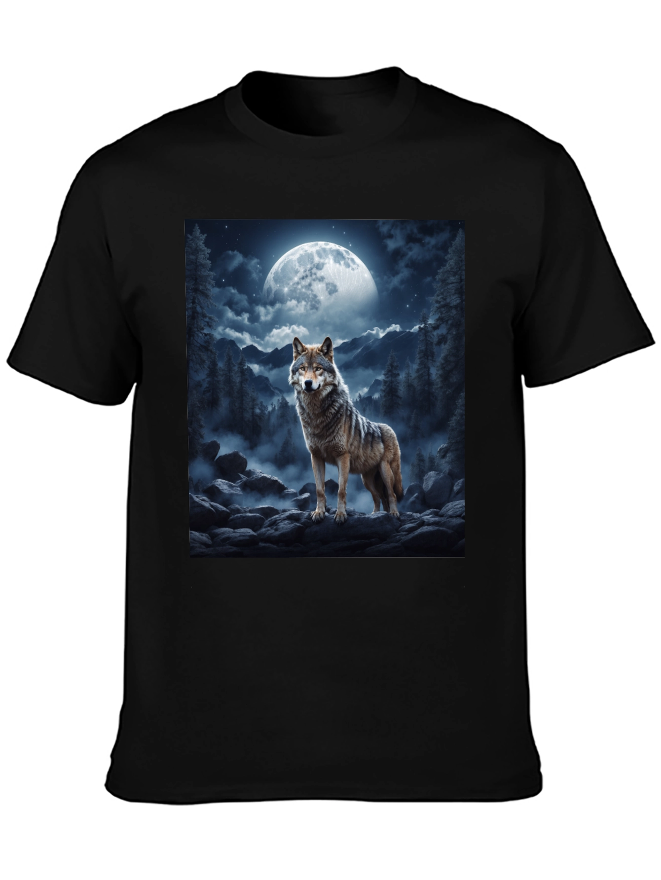 Wolf Moon Graphic Tee - Black Unisex T-Shirt