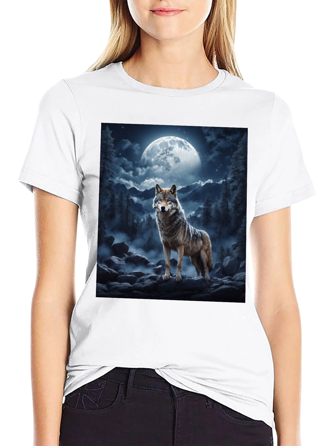 Wolf Moon Graphic Tee - Black Unisex T-Shirt