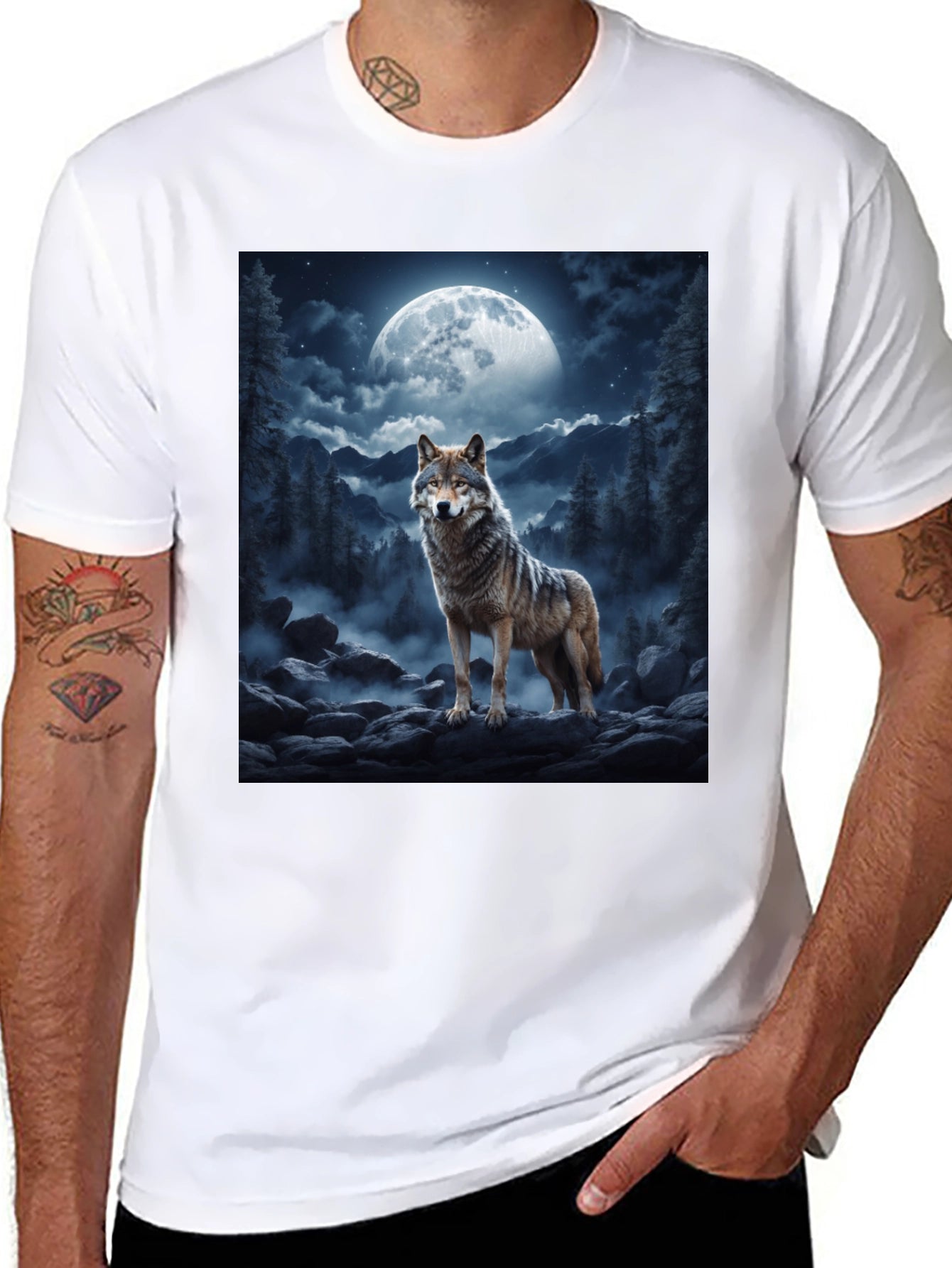 Wolf Moon Graphic Tee - Black Unisex T-Shirt
