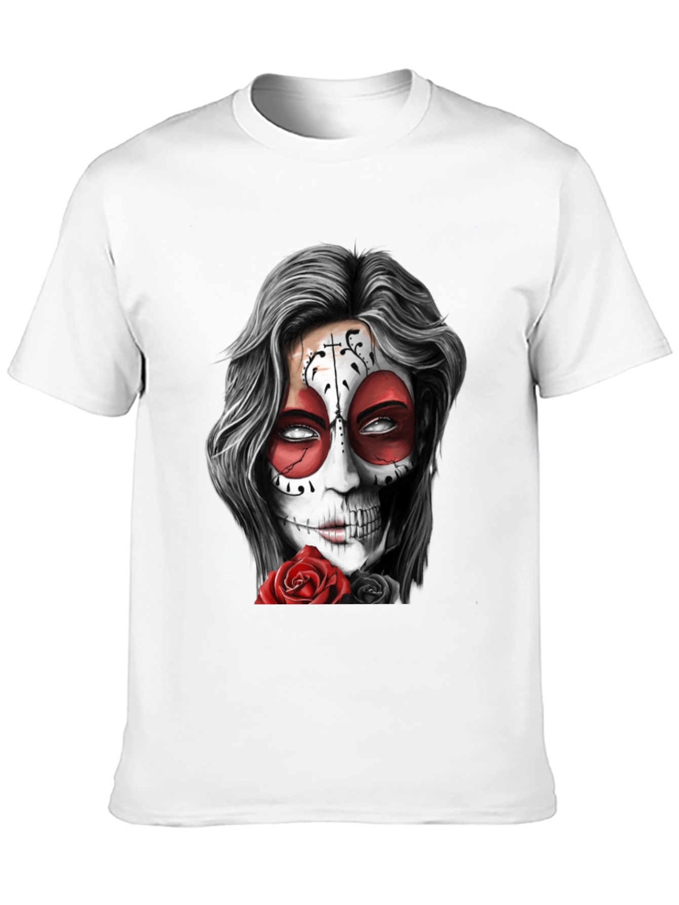 Sugar Skull Rose Graphic Tee - Mens Black T-Shirt