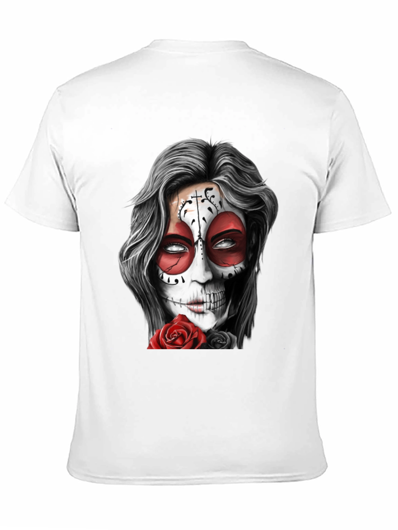 Sugar Skull Rose Graphic Tee - Mens Black T-Shirt