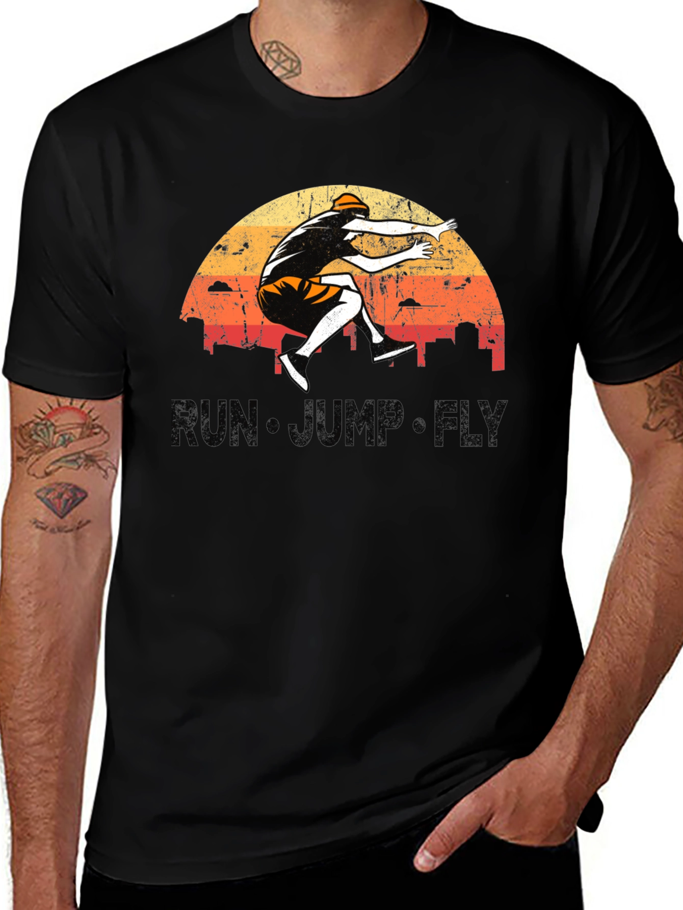 Run Jump Fly Graphic Tee - Retro Style