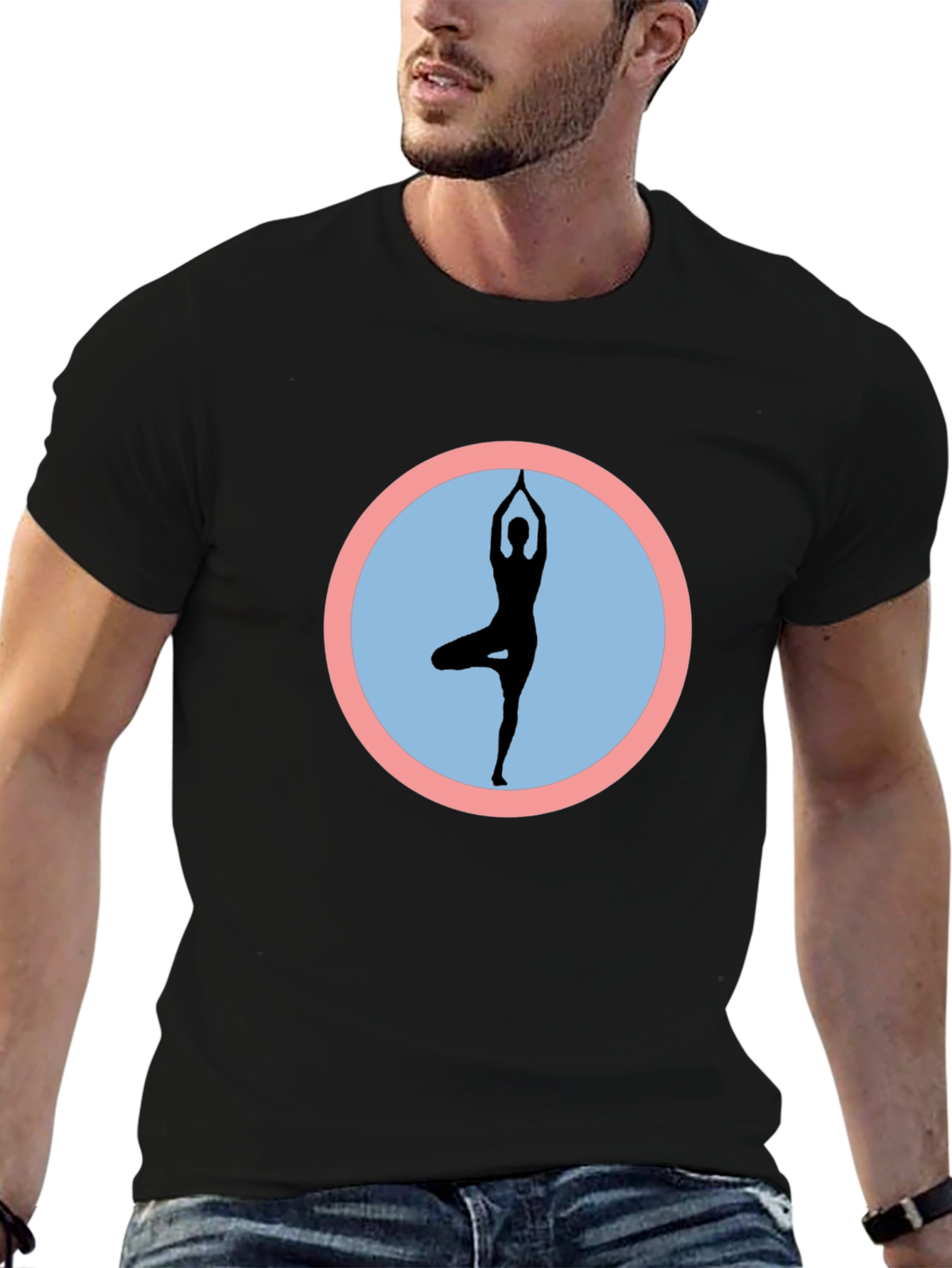 Yoga Pose Graphic Black T-Shirt